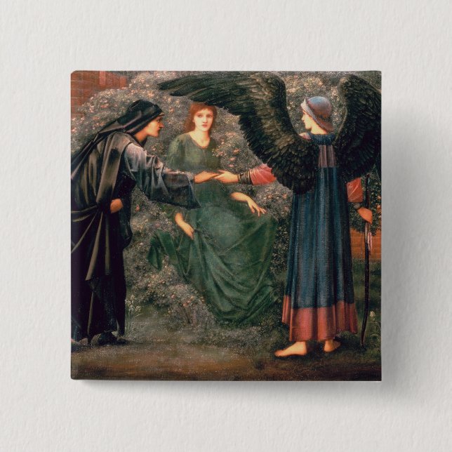 Badge Carré 5 Cm Coeur du rose (Devant)