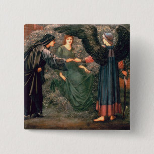 Badge Carré 5 Cm Coeur du rose