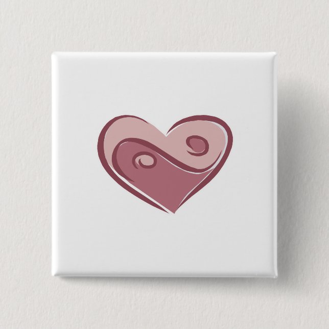 Badge Carré 5 Cm coeur du yin yang (Devant)