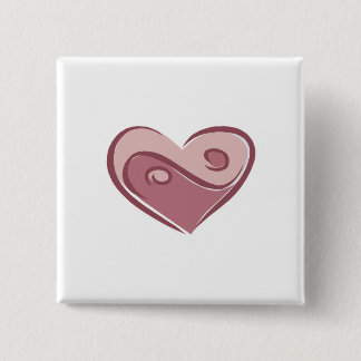 Badge Carré 5 Cm coeur du yin yang