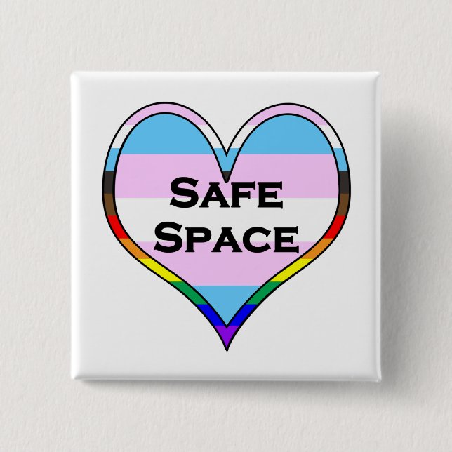 Badge Carré 5 Cm Coeur espace Trans-Safe (Devant)
