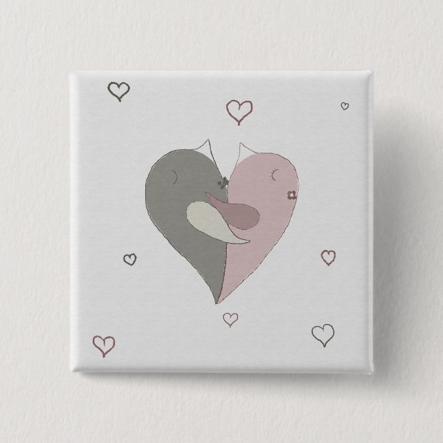 Badge Carré 5 Cm Coeur Inséparable (Devant)