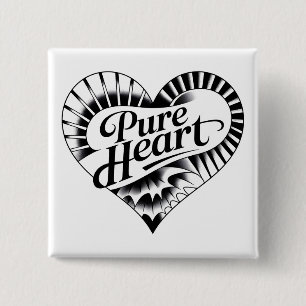 Badge Carré 5 Cm Cœur « Pur » de style tatouage vintage