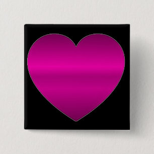 Badge Carré 5 Cm Coeur rose brillant