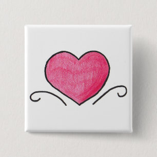 Badge Carré 5 Cm Coeur simple