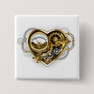 Badge Carré 5 Cm Coeur vapeur avec un manomètre