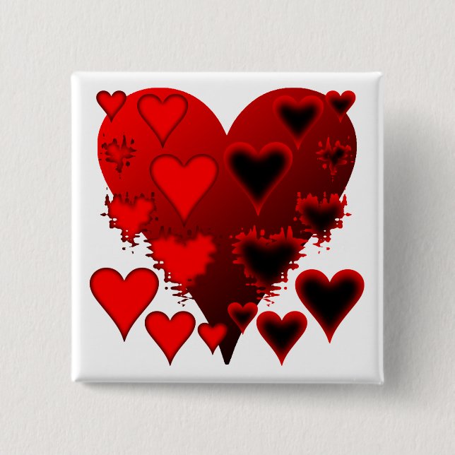 Badge Carré 5 Cm Coeurs (Devant)