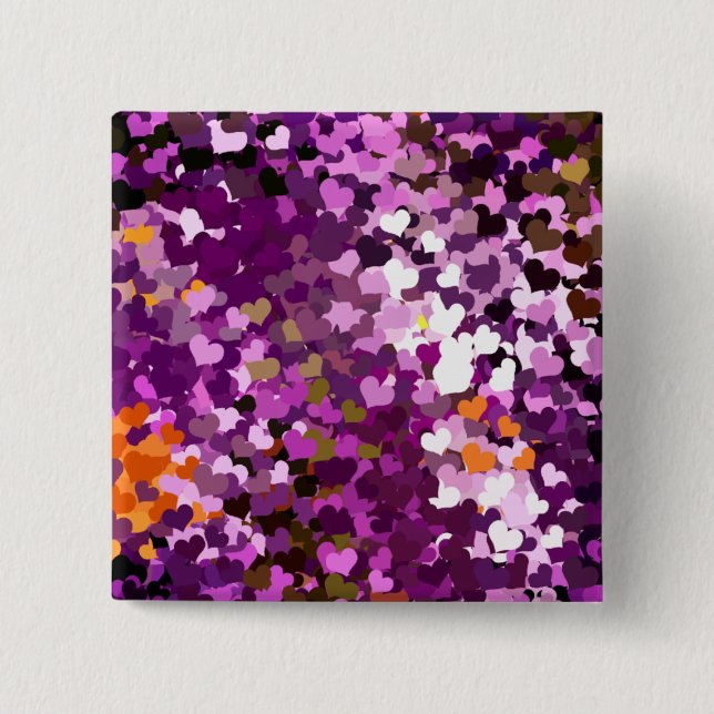 BADGE CARRÉ 5 CM CŒURS (Devant)