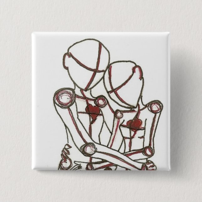 Badge Carré 5 Cm coeurs (Devant)