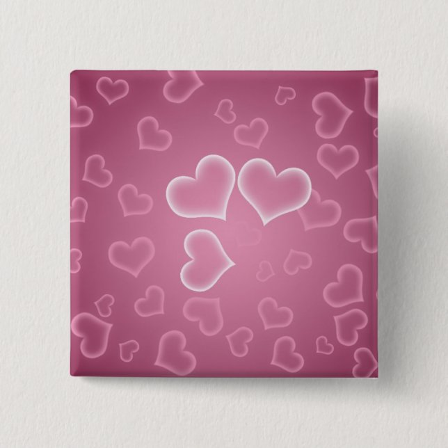 Badge Carré 5 Cm Coeurs (Devant)