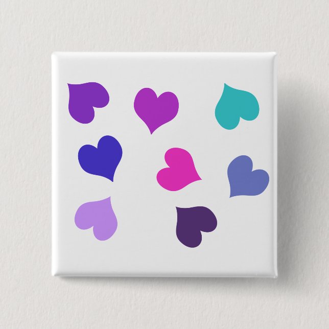 Badge Carré 5 Cm Coeurs colorés mignons (Devant)