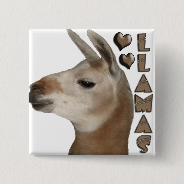 BADGE CARRÉ 5 CM COEURS D'AMOUR DE LAMAS (Devant)