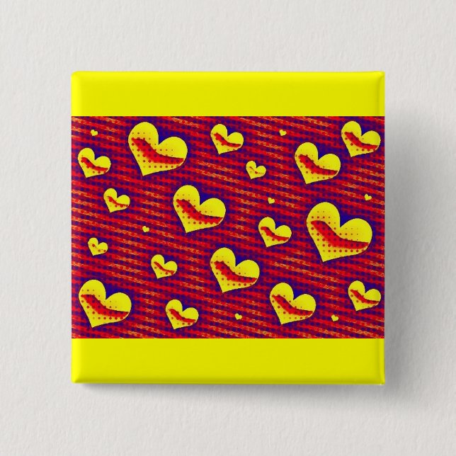 Badge Carré 5 Cm Coeurs d'art pop (Devant)