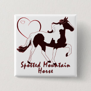 Badge Carré 5 Cm Coeurs de Cheval de Montagne