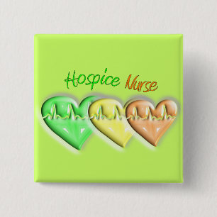 Badge Carré 5 Cm Coeurs de l'infirmière 3D d'hospice