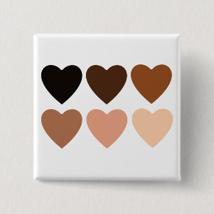 Badge Carré 5 Cm Cœurs de teint de peau antiracistes