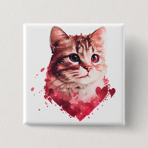 Badge Carré 5 Cm Coeurs ludiques - Enfants Saint-Valentin