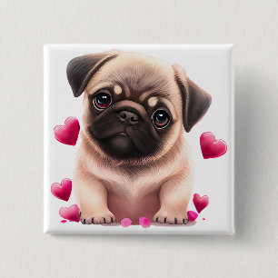 Badge Carré 5 Cm Coeurs ludiques - Enfants Saint-Valentin