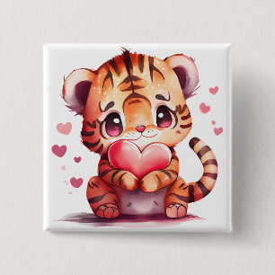 Badge Carré 5 Cm Coeurs ludiques - Enfants Saint-Valentin