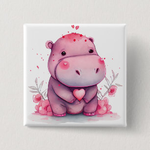 Badge Carré 5 Cm Coeurs ludiques - Enfants Saint-Valentin