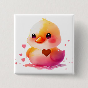 Badge Carré 5 Cm Coeurs ludiques - Enfants Saint-Valentin