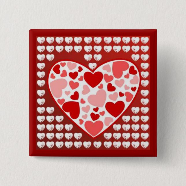 Badge Carré 5 Cm Coeurs merveilleux (Devant)