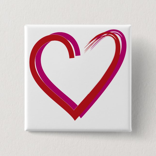 Badge Carré 5 Cm Coeurs rouges cool (Devant)