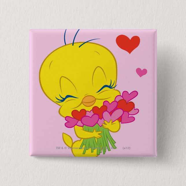 Badge Carré 5 Cm Coeurs TWEETY™ (Devant)