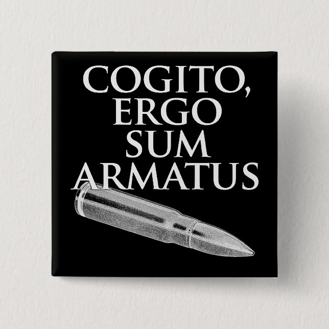 Badge Carré 5 Cm Cogito, donc somme Armatus (Devant)