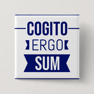 Badge Carré 5 Cm Cogito ergo sum - phrase latine