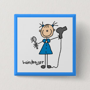 Badge Carré 5 Cm Coiffeur Bonhomme Allumette