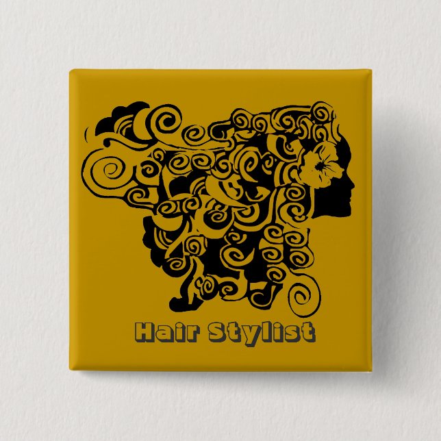 Badge Carré 5 Cm Coiffeur promotionnel de long salon de coiffure de (Devant)