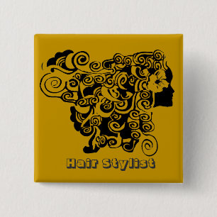 Badge Carré 5 Cm Coiffeur promotionnel de long salon de coiffure de