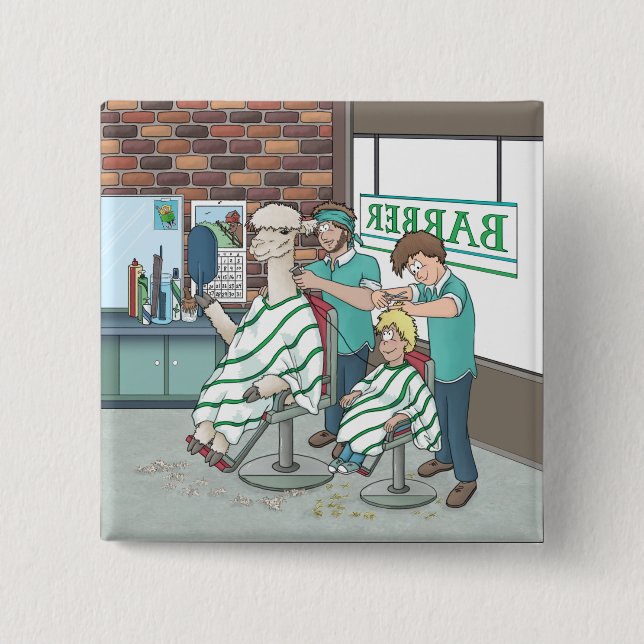 Badge Carré 5 Cm Coiffure d'Alpaca (Devant)