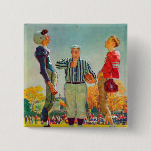 Badge Carré 5 Cm Coin Toss par Norman Rockwell