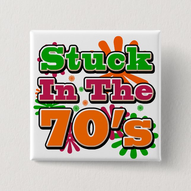 Badge Carré 5 Cm Coincé dans les années 70 (Devant)