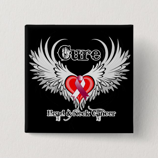 Badge Carré 5 Cm Col Cure Cure Cure Cancer Coeur Tatouage Ailes (Devant)