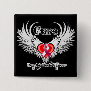 Badge Carré 5 Cm Col Cure Cure Cure Cancer Coeur Tatouage Ailes