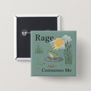 Badge Carré 5 Cm Colère Me Consume Grenouille Étang Mème Grenouille