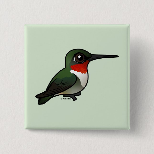 Badge Carré 5 Cm Colibri à gorge rubis (Devant)