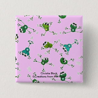 Badge Carré 5 Cm Collage de grenouilles