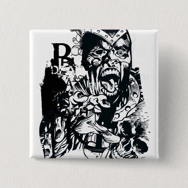 Badge Carré 5 Cm Collage de main noire et de crâne (Devant)