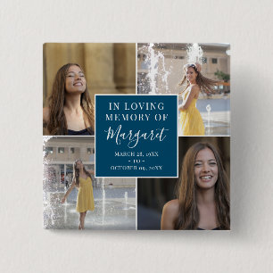 Badge Carré 5 Cm Collage de photos commémoratives en mémoire d'amou