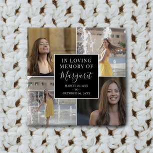 Badge Carré 5 Cm Collage de photos commémoratives en mémoire d'amou