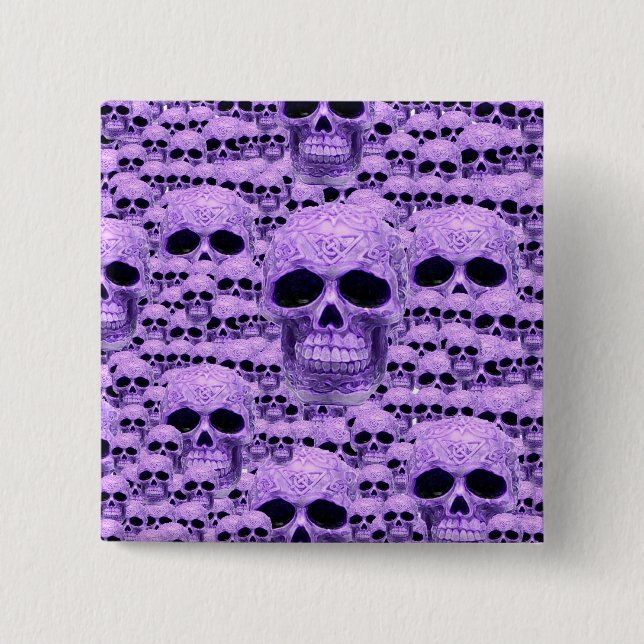 Badge Carré 5 Cm Collage du crâne violet celtique (Devant)