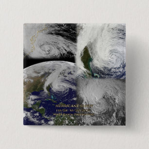 Badge Carré 5 Cm Collage satellite Vue de l'ouragan Sandy