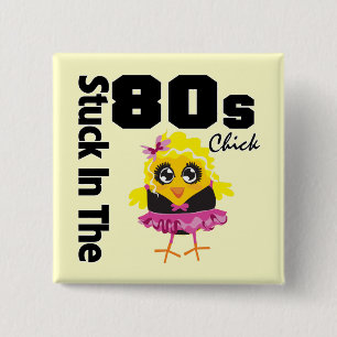 Badge Carré 5 Cm Collé dans le poussin des années 80