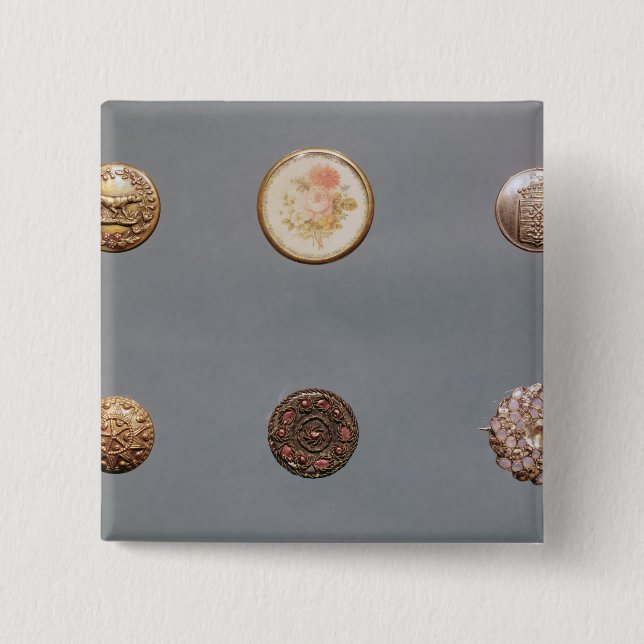 Badge Carré 5 Cm Collection de boutons (Devant)
