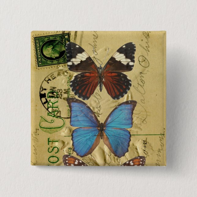 Badge Carré 5 Cm Collection papillon (Devant)