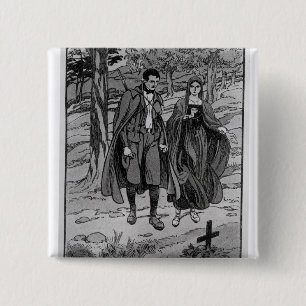 Badge Carré 5 Cm Colomba et son frère près de leur père